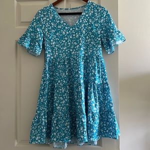 Blue Floral Dress, Size XS (see measurements in description)